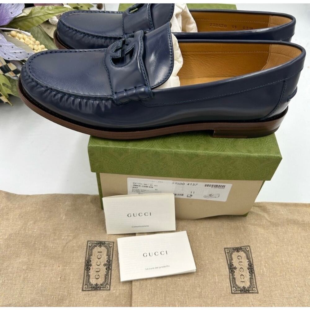 Men’s Gucci interlocking GG leather loafers size 11 made in Italy - Picture 5 of 11
